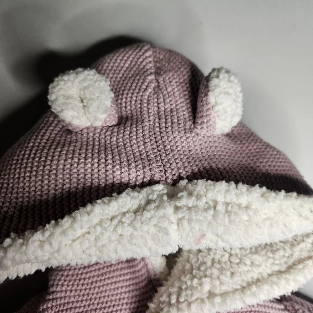 Carters Baby Coat 6 Months Pink Hooded‎ Knit Sherpa Lined Ears Jacket Sweater